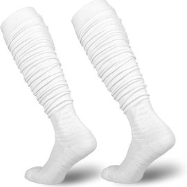 Scrunch Football Socks Non Slip Extra Long Football Socks Men Soccer Socks Knee High Scrunchie Athletic Compression Socks soccer sock comfort christmas - Color: White, Size: S