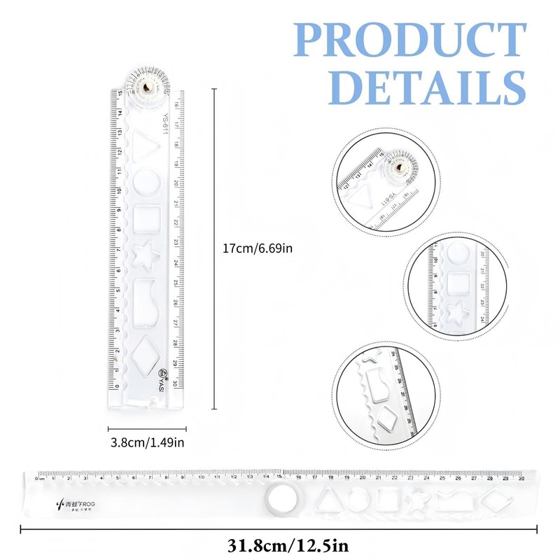 8Pcs Folding Ruler 15cm/30cm Foldable Ruler Precise Clear Geometric Shape