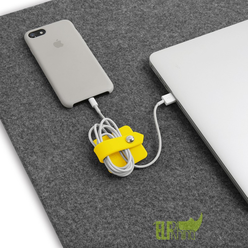 ELFRhino Portable Electronic Device Cover Cord Organizer for Earphones, Yellow