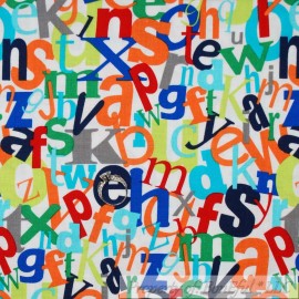 Benartex Kanvas Studio Head of the Class 06508 09 BonEful Fabric FQ Cotton Quilt White Red Blue Girl Boy School Alphabet Letter US