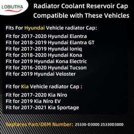 LOBIUTIYA 25330D3000 Radiator Cap Coolant cap Compatible with Kia 2017-2021 Sportage Niro EV, Fit for Hyundai Elantra Kona Tucson Radiator Coolant Reservoir Tank Cap OE#25330-D3000 25330D3000