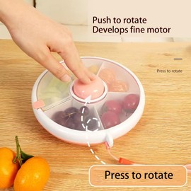 Snackle Box Container Bandeja Dividida para Servir con Tapa, Platos Portátiles de Viaje para Aperitivos para Fiesta, Organizador de Frutas Giratorio de 360° (Rosa coral)