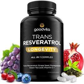 Goodvita Goodvita Trans Resveratrol Supplement 650mg | UK Made | 60 Capsules, 2 Month Supply | Antioxidant, Anti-Aging, Immune, Joint Support | Grape Skin, Pomegranate, Vitamin C | Rich in Polyphenols
