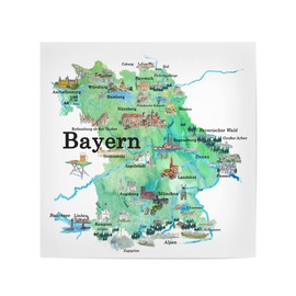 artboxONE Poster 20 x 20 cm Cities Bavaria Illustrated Map Picture Bavaria Travel Guide
