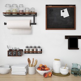 AUMEEKO Black Kitchen Roll Holder No Drilling Wall Mounted Stainless Steel Roll Holder Paper Roll Holder for Kitchen