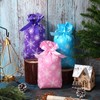 JarThenaAMCS 72Pcs Winter Drawstring Bags Pink Blue Purple Snowflake Plastic