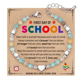TONY & SANDY First Day of School Bracelet Back to School Gifts for Students College Middle High School Daughter Granddaughter Niece Women Girls Jewelry Stuff Kindergarten 1st 2nd Grade Kids