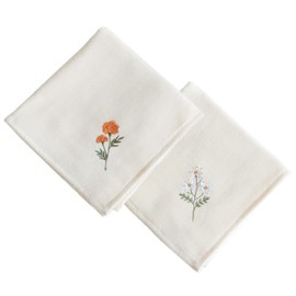 Imabari Towel Handkerchief Flower Iroha Stitch 9.8 x 9.8 inches (25 x 25 cm), Retirement, Celebration, Return Product, Home Celebration, Gift, 100% Cotton, Gauze (2C: Marigold & Margaret)