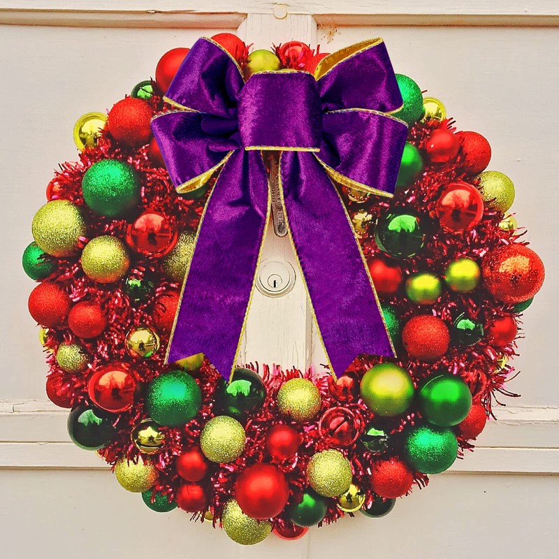 Purple Wide Velvet Ribbon Wired for Christmas Tree, Garland, Wreath,
