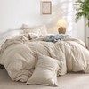 Bedsure 100% Washed Cotton Duvet Cover Queen - Beige Minimalist