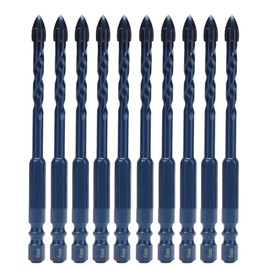 10Pcs Cross Spearhead Drill Bit Carbide Bits with 1/4in Hex Shank for Ceramic Marble GlassDark Blue 6mm Hole