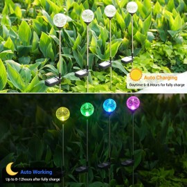 OxyLED Solar Outdoor Lights - 6 Pack Crystal Cracked Glass LED Solar Garden Decorati...