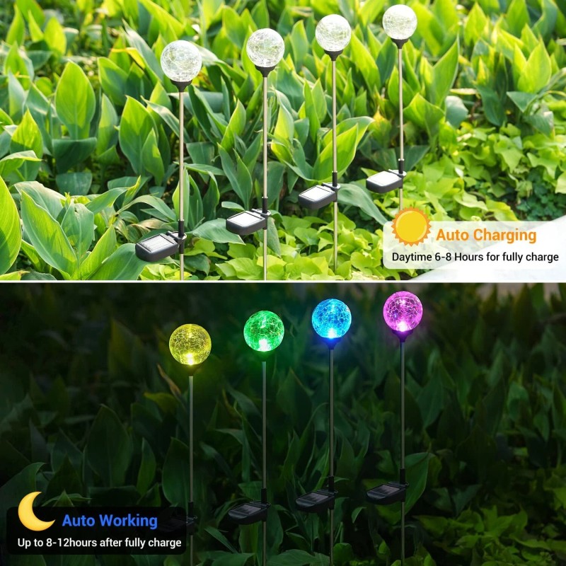 OxyLED Solar Outdoor Lights - 6 Pack Crystal Cracked Glass
