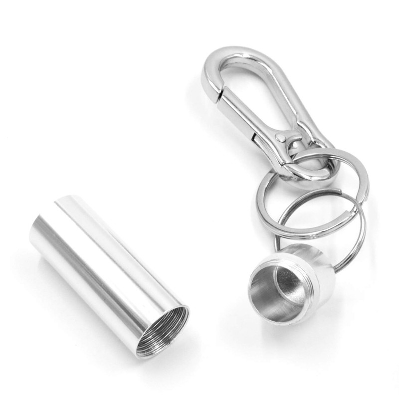 XP Design Portable Pill Case Necklace Pendant Keychain Aluminum Stainless