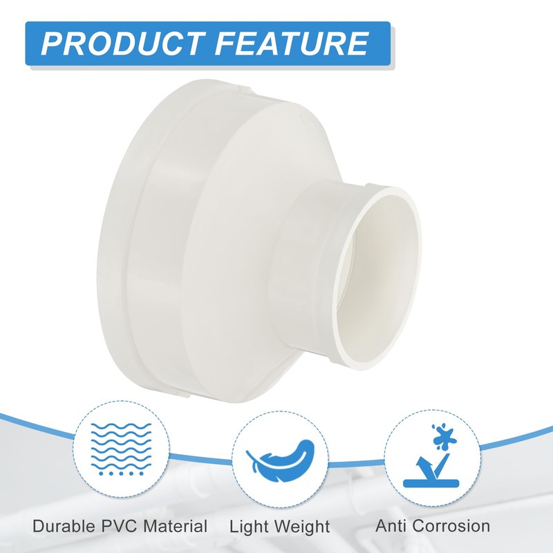 PATIKIL 8" to 4" Duct Reducer, PVC Pipe Increaser Adapter