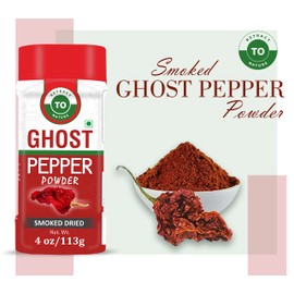 Ghost Pepper Powder (Bhut Jolokia Chili) – 4 oz/113 gm, 100% Pure, Smoked, Hottest & Spicy Chili Powder, Add Unique, Delicious, Complex and Smoky Flavor to Your Favorite Dishes
