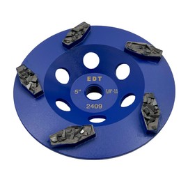 5" PCD Grinding Wheel for Epoxy, Glue, Mastic and Paint, 5 Crushed Chip PCD Segments, 5/8"-11 Threaded Arbor