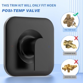 Valve Trim Kit, Replacement for Moen T2471BL Genta LX Posi-Temp Pressure-Balancing Modern Trim, Matte Black