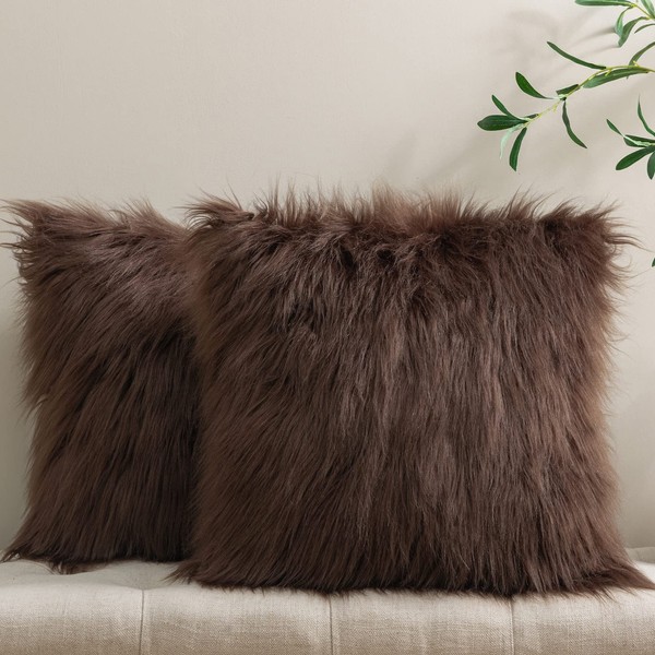 Phantoscope Pack of 2 Faux Fur Throw Pillow Covers Cushion