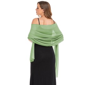 Pukguro Dusty Sage Shawl Wraps for Weddings Chiffon Soft Shawls and Wraps for Evening Formals Scarf for Bridal Accessories 79 * 18''