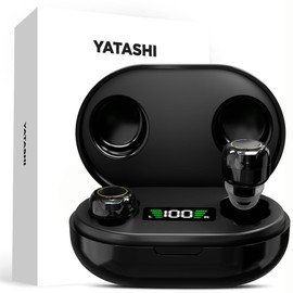 Rechargeable Bluetooth Hearing Aids with Touch Control - Lightweight Portable Design with Charging Case - Black