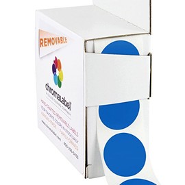 ChromaLabel 1 Inch Round Label Removable Color Code Dot Stickers, 1000 Labels per Dispenser Box, Dark Blue