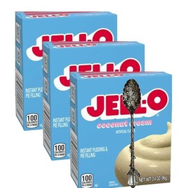 Instant Pudding & Pie Filling Mix 3.4 oz Box Sugar Free (Pack of 3) with Candy Freezer Gem Spoon (Coconut Cream) - Gem Spoon
