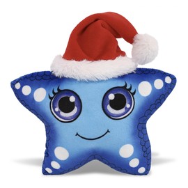 DolliBu Santa Blue Starfish Stuffed Animal Plush Toy - Super Soft Sea Animal Dress Up with Red Santa Claus Hat, Cute Ocean Gift, Perfect Holiday with Name Personalization - 8.5 Inch