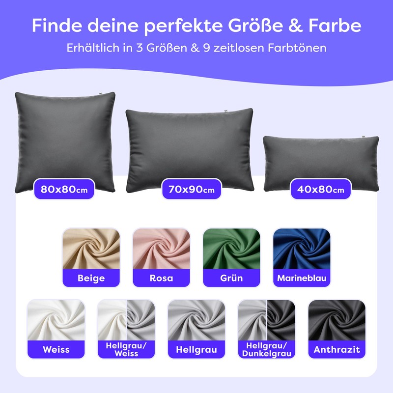 Wolkenfeld Cushion cover 40 x 80 cm, grey anthracite -