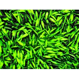 ALL AMERICAN Tournament Quality Soft Plastic Baits 25 BLACK NEON CHARTREUSE 1.5" RAT Tail BEETLES Panfish Baits Beetle Spins Bodies