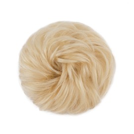 SEGOHAIR Messy Bun Hairpiece Human Hair Scrunchies Hairpieces for Women Hair Bun Wavy Curly Extensions Ponytail Updos #60 Platinum Blonde