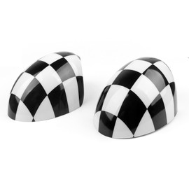MAD HORNETS Two pieces classic Black/White Checkered design rear view mirror covers for Mini Cooper R55 R56 R57 R58 R60 R61 with Auto Powerfolding only