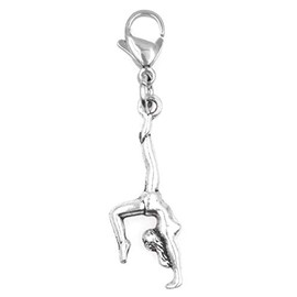 Gymnastics Gymnast Girl Clip on Charm Perfect for Necklaces Bracelets 103Ag