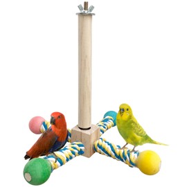 Bird Perch Toy, Bird Perches for Cages, Parrot 360° Interactive Rotating Toy for Parakeets Cockatiels Lovebirds Conures Finches Budgies