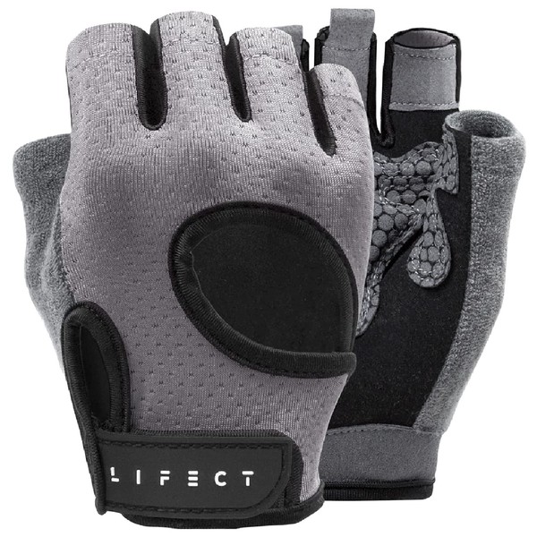 LIFECT Essential Breathable Workout Gloves, Weight Lifting Fingerless Exercise Gloves