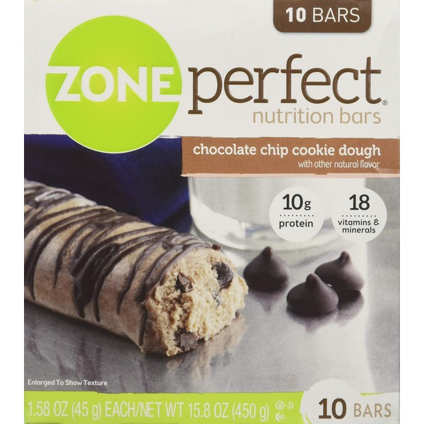 Zone Perfect Nutrition Bars, Chocolate Chip Cookie Dough, 15.8 oz