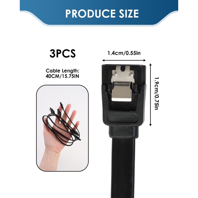 Tiryns 3 Pack SATA Cable III 6Gbps Straight HDD SDD