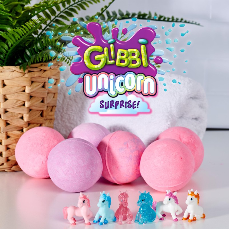Glibbi Unicorn Surprise Bath Bombs, Pack of 6 with Random