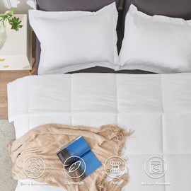 CozyLux California King Comforter Set - White Comforter Cal King Size, 3 Pieces Box Stitched Bed Set for All Seasons, Soft Lightweight Bedding Sets with 1 Down Alternative Comforter and 2 Pillow Shams