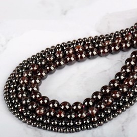 CMBYN 10mm 100pcs Natural Stone Beads Garnet Round Genuine Stone Beading Loose Gemstone Hole Size 1mm DIY Charm Smooth Beads for Bracelet Necklace Earrings (Garnet 10mm)