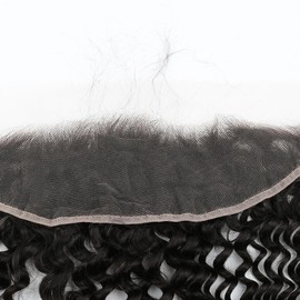 HD Lace Frontal 13 * 4"Ear to Ear Frontal Hair Weaves Pre Plucked Human Hair Full Lace Closure With Baby Hair Natural Color Brazilian Wet and Wavy Curl 14"