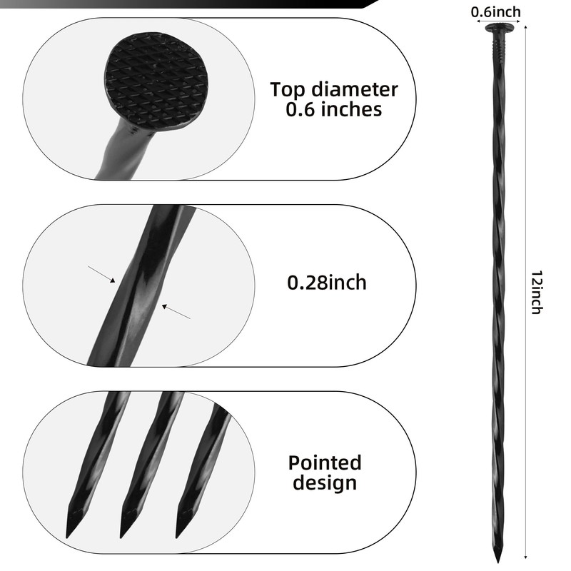 POSEOFFR 12 Inch Heavy Duty Landscape Stakes, 15 Pack Metal