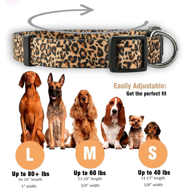 Collares de perro con estampado animal nativo (pequeño, leopardo)
