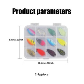 WeddHuis Tilapia Fishing Hook Set, 12 x 2.5 g Spoons, Box, Fishing Hook Set for Tilapia, Tilapia Fishing Hooks