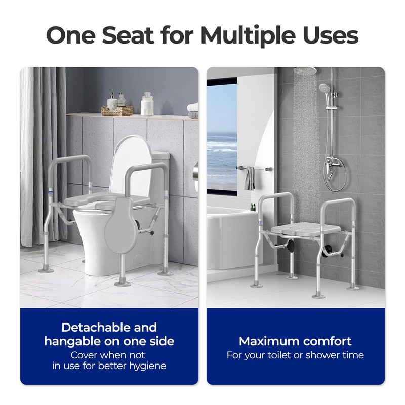 T1 Toilet Seat Riser for Seniors, Raised Toilet Seat with