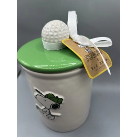 Rae Dunn Peanuts Snoopy Golf TEE TIME Canister With Golf Ball Topper NEW