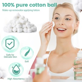 THQAE Pack of 200 soft cotton balls, white cotton balls, round, cotton balls, cosmetics, cotton balls, make-up cotton balls, cotton balls, cotton balls, cotton balls, cotton ball, degreasing cotton