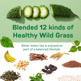 山本漢方製薬株式会社 YAMAKAN Bitter Melon Herbal Tea Mix, Caffeine-Free TEA Bags Bulk with Bitter Melon & Premium Herb Blend for Daily Metabolic Balance & Wellness for Women & Men, 8g x 36 Bags
