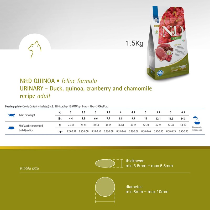 Farmina N&D, Quinoa Urinary Duck Formula Adult Dry Cat Food,