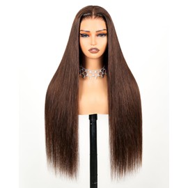 Arabella 5x6 Glueless Wigs Human Hair Chocolate Brown Lace Front Wigs Human Hair 210% Density Wear and Go Glueless Wigs Human Hair Pre Plucked Pre Bleached Pre Cut (20 Inch, 5x6 Straight Wig)